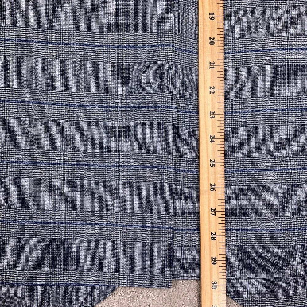 Hart Schaffner Marx Blazer Mens Large Blue Glen Plaid Surgeon Cuffs Linen Jacket